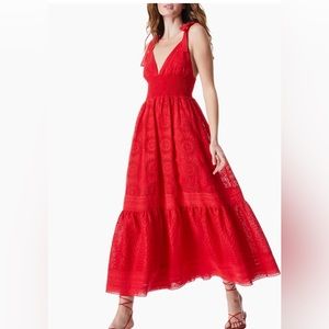 Alice and Olivia Levine Eyelet-Embroidered Maxi Dress